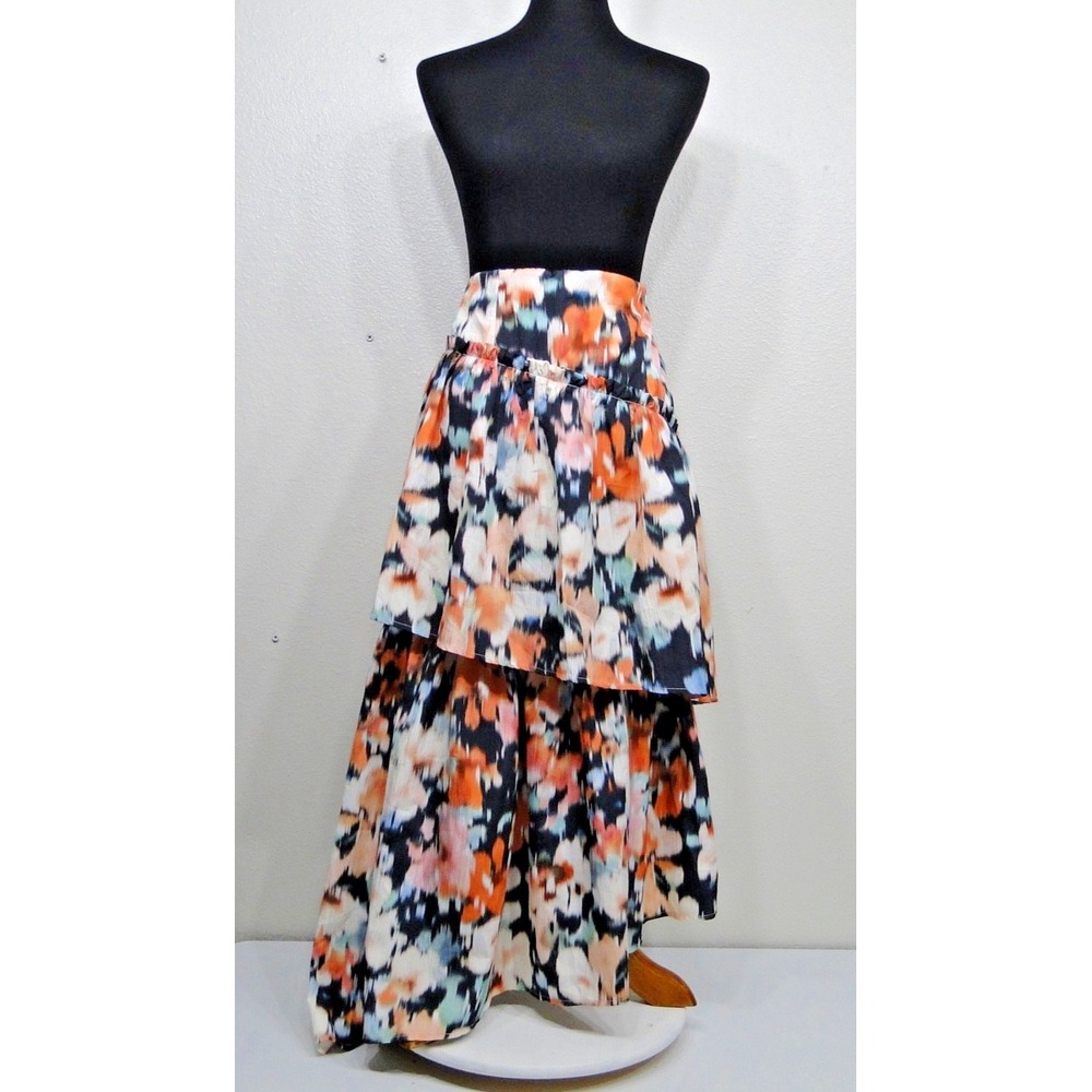 Eloquii‎ Womens Multicolor Floral Cotton Asymmetrical Tiered Flare Skirt Size 18